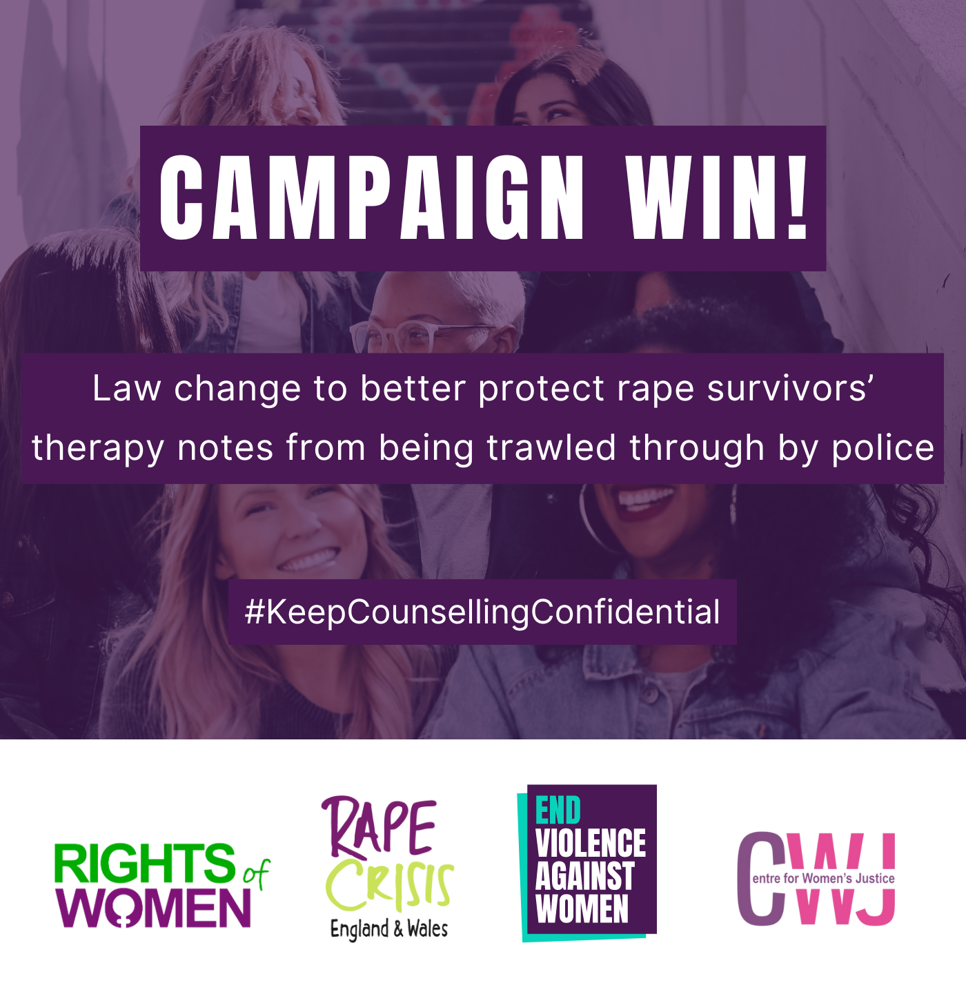 CAMPAIGN WIN! Law change to better protect rape survivors’ therapy notes from being trawled through by police