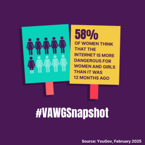 58% of women think that the internet is more dangerous for women and girls than it was 12 months ago.