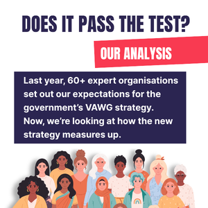 Does it pass the test? Our analysis. Last year, 60+ expert organisations set out our expectations for the government’s VAWG strategy. Now, we’re looking at how the new strategy measures up.